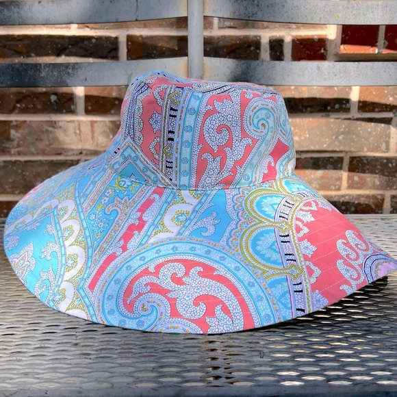Trina Turk Accessories - Trina Turk Colorful Paisley Wide Brim Floppy Hat ~ Cotton One Size Fits All